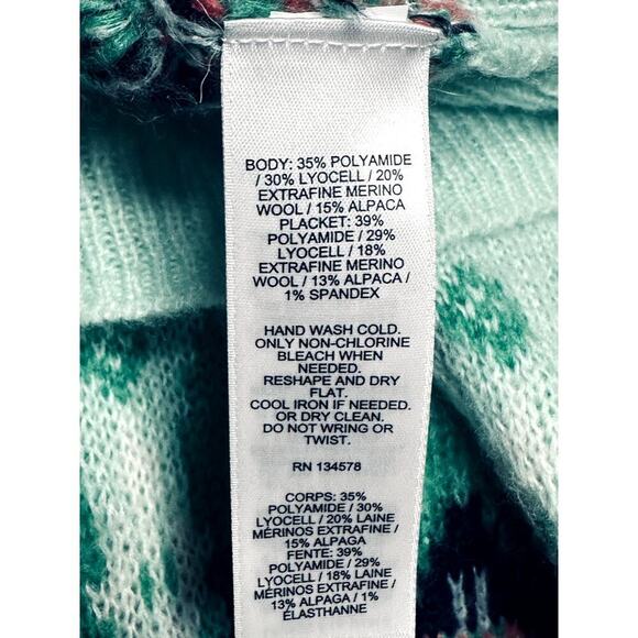 Vineyard Vines Mist Green Merino Wool Fair Isle Cardigan - M - Picture 7 of 7